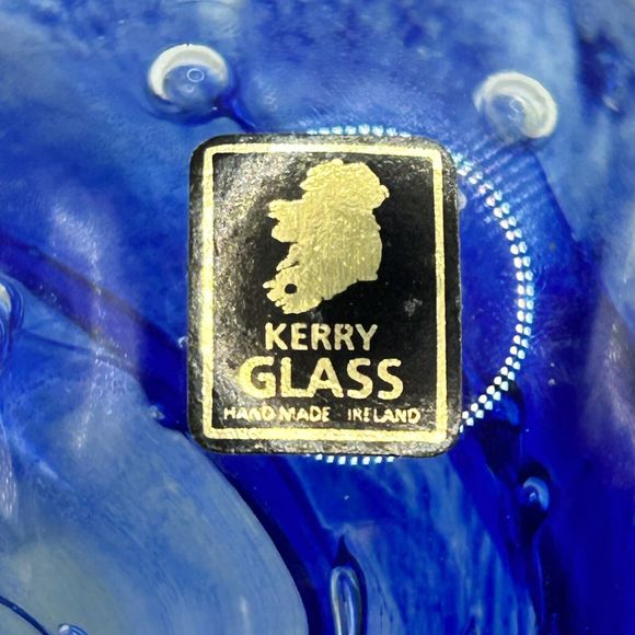 Kerry Glass Made in Ireland Paperweight 3 1/2'' Blue White Yellow Vintage - Picture 9 of 10